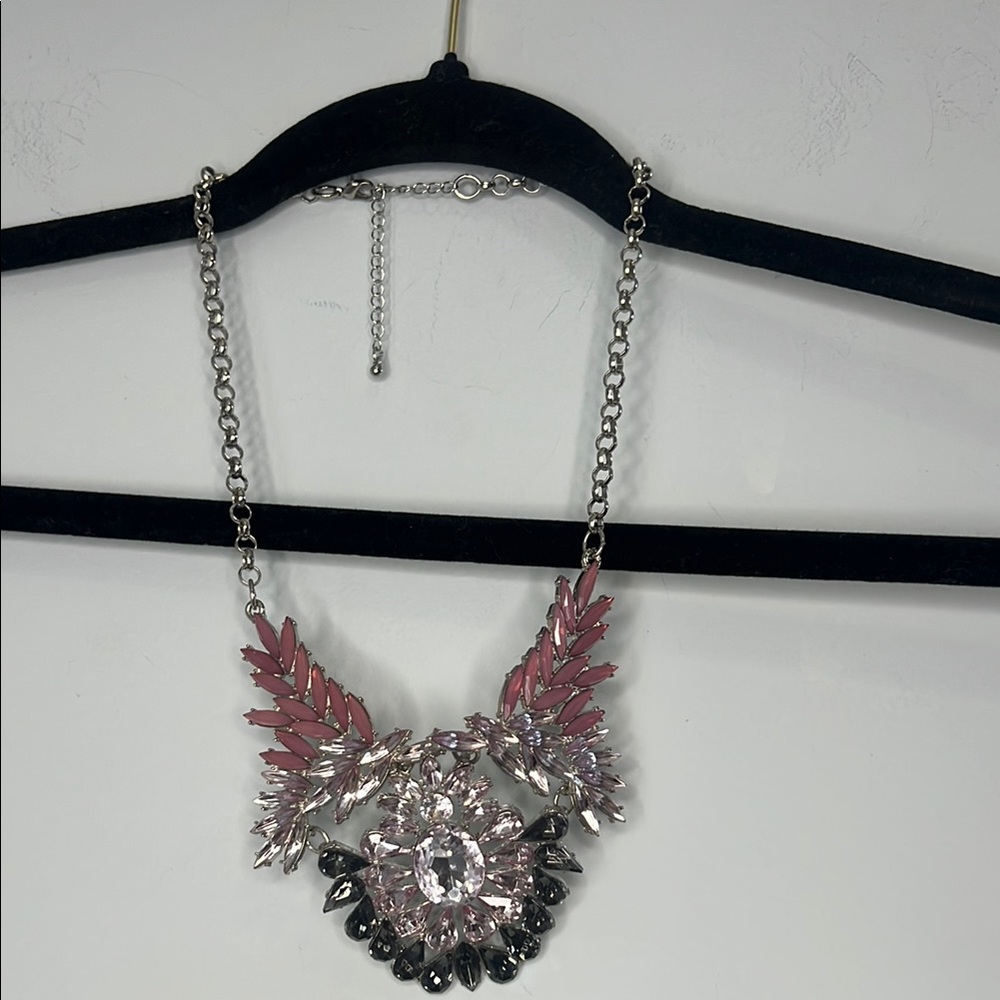 Mauricesâ Women's Elegant Pink and Silver Rhinestone Statement Necklace